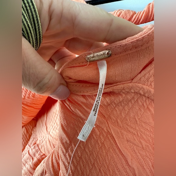 Free People Violet Mini Dress In Grapefruit NWT (Size L) - Picture 6 of 7